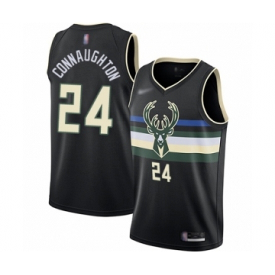 Women's Milwaukee Bucks #24 Pat Connaughton Swingman Black Finished Basketball Jersey - Statement Edition - Ujersey