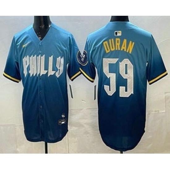 Men's Philadelphia Phillies #59 Jhoan Duran Blue 2024 City Cool Base Jersey - Ujersey
