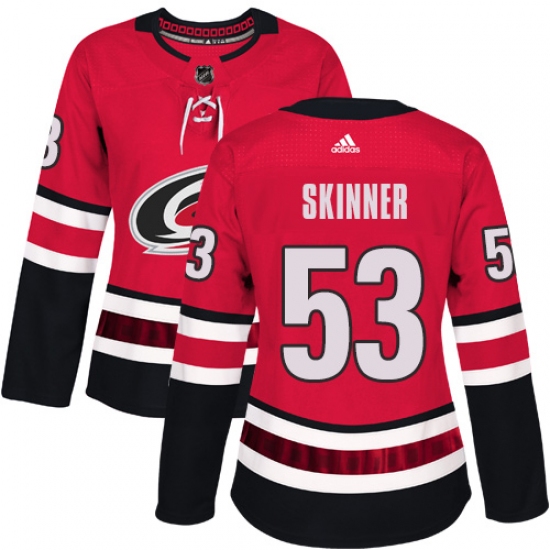 Women's Adidas Carolina Hurricanes #53 Jeff Skinner Authentic Red Home NHL Jersey - Ujersey