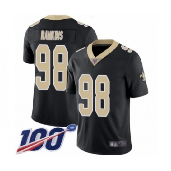 Men's New Orleans Saints #98 Sheldon Rankins Black Team Color Vapor Untouchable Limited Player 100th Season Football Jersey - Ujersey