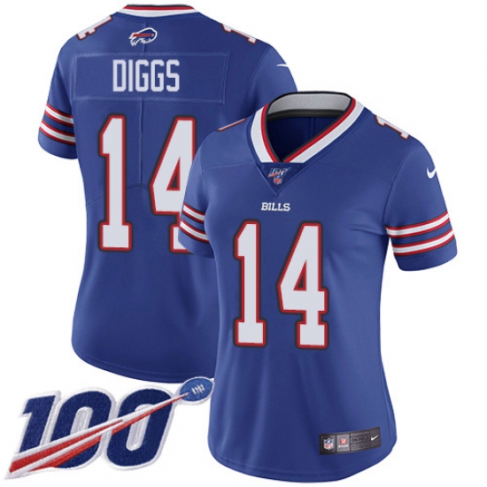 Women's Buffalo Bills #14 Stefon Diggs Royal Blue Team Color Stitched 100th Season Vapor Untouchable Limited Jersey