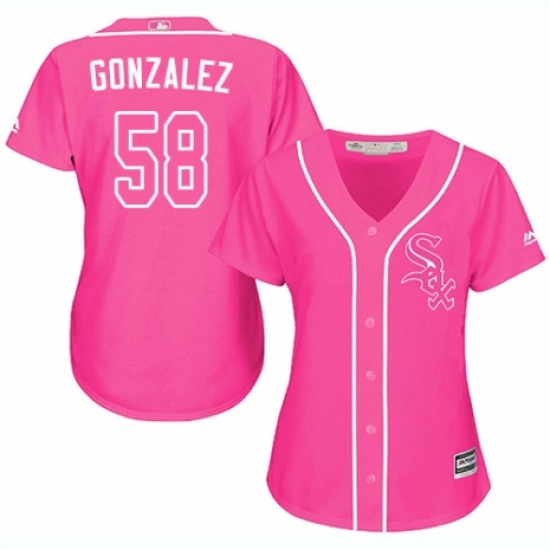 Women's Majestic Chicago White Sox #58 Miguel Gonzalez Replica Pink Fashion Cool Base MLB Jersey - Ujersey