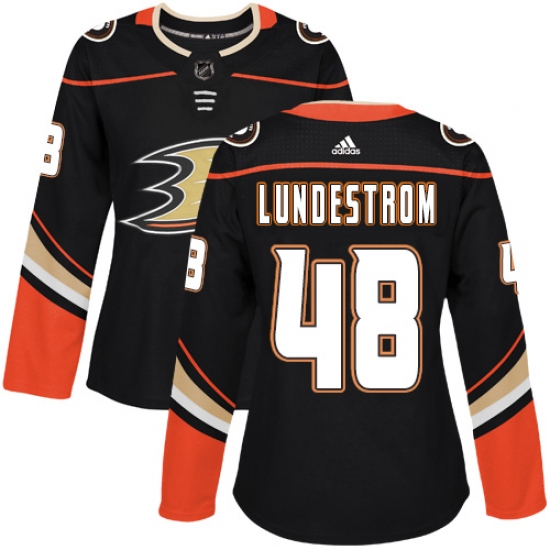 Women's Adidas Anaheim Ducks #48 Isac Lundestrom Authentic Black Home NHL Jersey - Ujersey