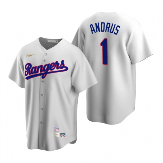 Men's Nike Texas Rangers #1 Elvis Andrus White Cooperstown Collection Home Stitched Baseball Jersey - Ujersey