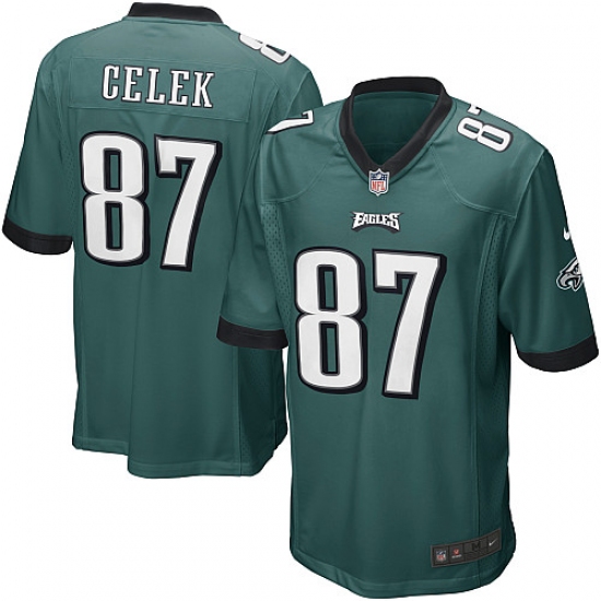 Men's Nike Philadelphia Eagles #87 Brent Celek Game Midnight Green Team Color NFL Jersey - Ujersey