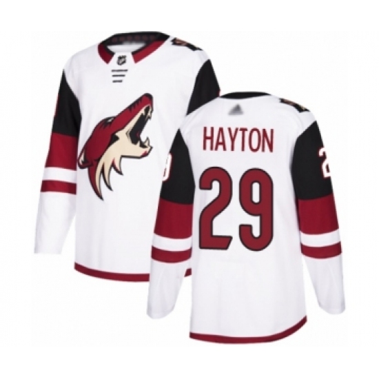 Men's Arizona Coyotes #29 Barrett Hayton Authentic White Away Hockey Jersey - Ujersey