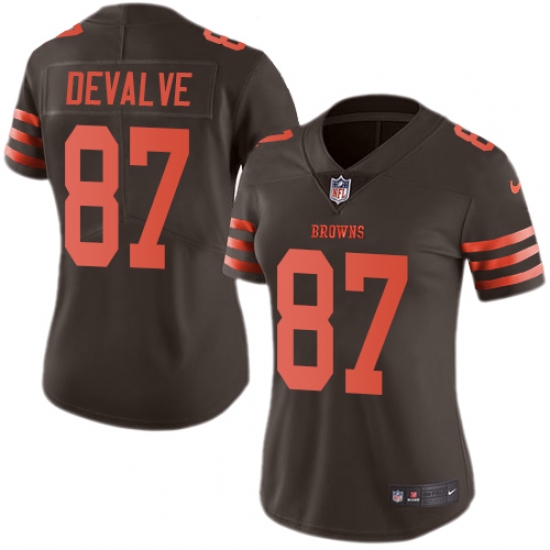 Women's Nike Cleveland Browns #87 Seth DeValve Limited Brown Rush Vapor Untouchable NFL Jersey - Ujersey