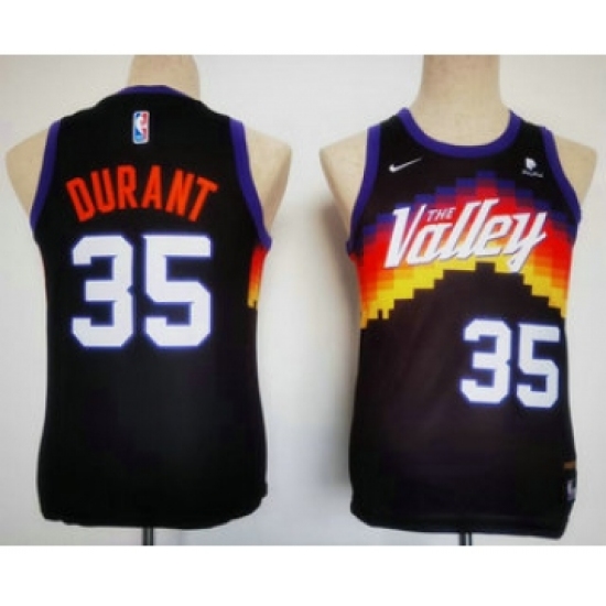 Youth Phoenix Suns #35 Kevin Durant Balck 2022 City Edition Stitched Basketball Jersey - Ujersey