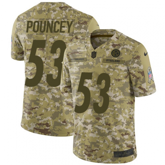Youth Nike Pittsburgh Steelers #53 Maurkice Pouncey Limited Camo 2018 Salute to Service NFL Jersey - Ujersey