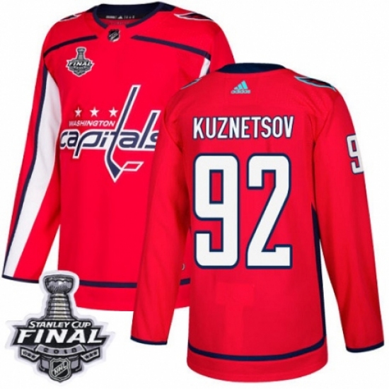 Youth Adidas Washington Capitals #92 Evgeny Kuznetsov Authentic Red Home 2018 Stanley Cup Final NHL Jersey - Ujersey