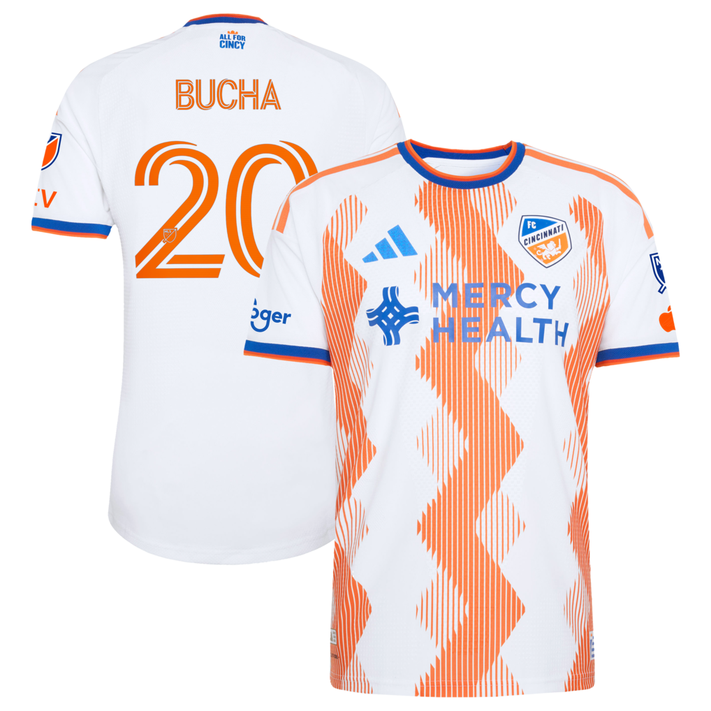 Men's FC Cincinnati Pavel Bucha adidas White 2026 The Seven Hills Kit On-Field Authentic Patch Jersey - Ujersey