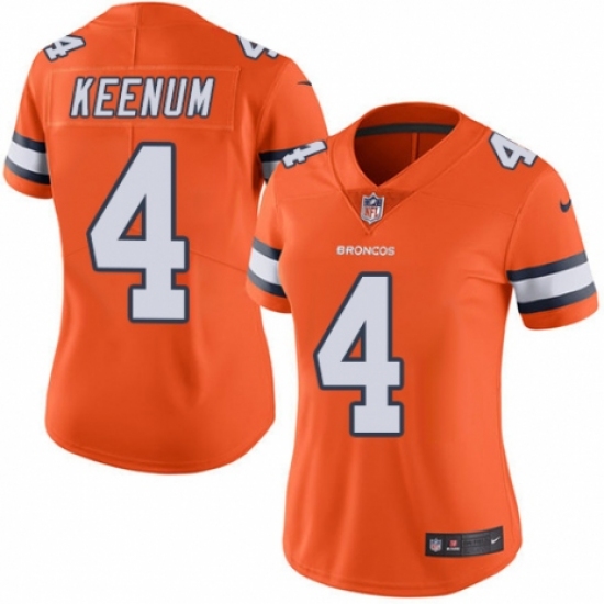 Women's Nike Denver Broncos #4 Case Keenum Limited Orange Rush Vapor Untouchable NFL Jersey - Ujersey