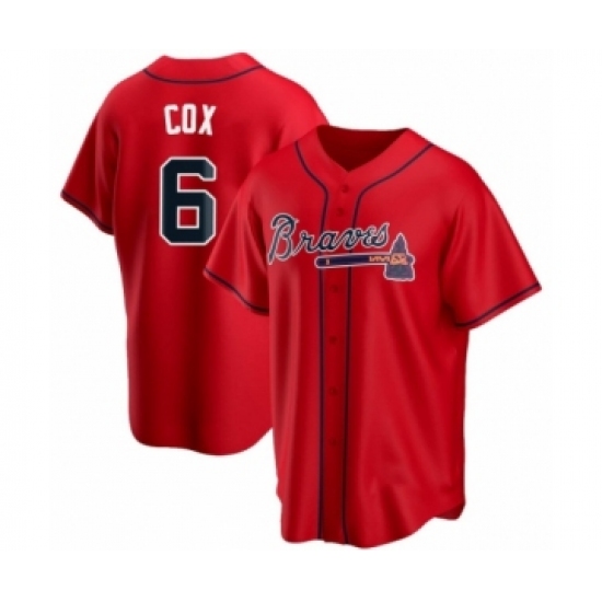 Men's Bobby Cox #6 Atlanta Braves Red Replica Alternate Jersey - Ujersey
