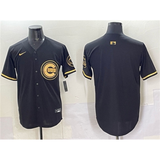 Men's Chicago Cubs Blank Black Gold Limited Stitched Baseball Jersey - Ujersey