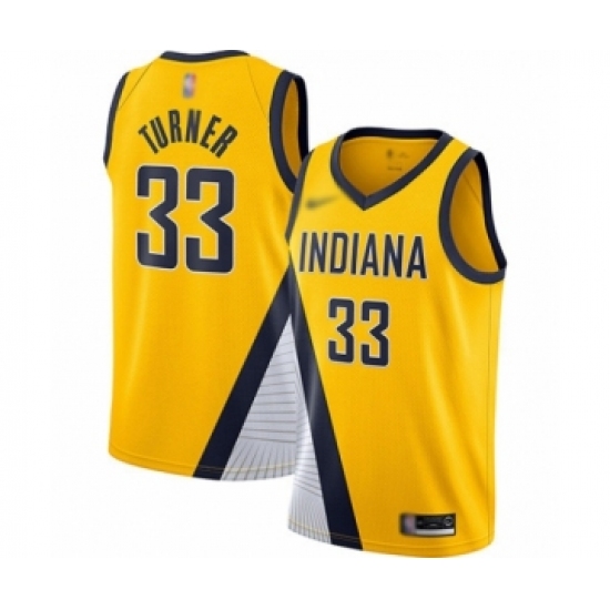 Youth Indiana Pacers #33 Myles Turner Swingman Gold Finished Basketball Jersey - Statement Edition - Ujersey