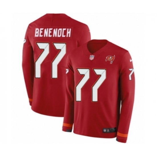Men's Nike Tampa Bay Buccaneers #77 Caleb Benenoch Limited Red Therma Long Sleeve NFL Jersey - Ujersey