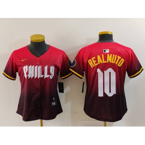 Women's Philadelphia Phillies #10 JT Realmuto Red 2024 City Connect Limited Jersey - Ujersey