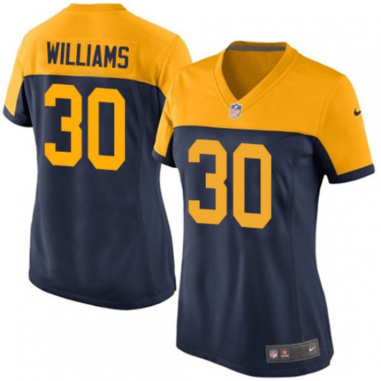 Women's Nike Green Bay Packers #30 Jamaal Williams Elite Navy Blue Alternate NFL Jersey - Ujersey