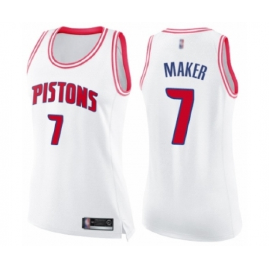Women's Detroit Pistons #7 Thon Maker Swingman White Pink Fashion Basketball Jersey - Ujersey