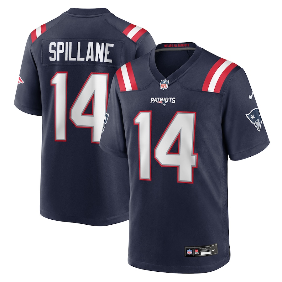 Men's New England Patriots Robert Spillane Nike Navy Team Game Jersey - Ujersey