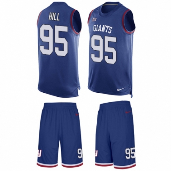 Men's Nike New York Giants #95 B.J. Hill Limited Royal Blue Tank Top Suit NFL Jersey - Ujersey