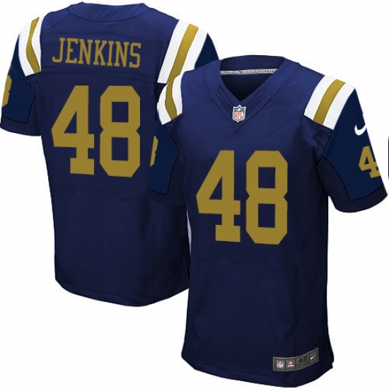 Men's Nike New York Jets #48 Jordan Jenkins Elite Navy Blue Alternate NFL Jersey - Ujersey