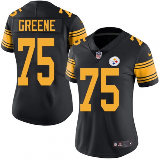 Women's Nike Pittsburgh Steelers #75 Joe Greene Limited Black Rush Vapor Untouchable NFL Jersey - Ujersey