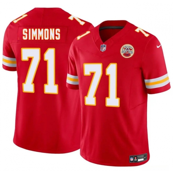 Men’s Kansas City Chiefs #71 Josh Simmons Red 2025 Draft F.U.S.E. Vapor Untouchable Limited Football Stitched Jersey