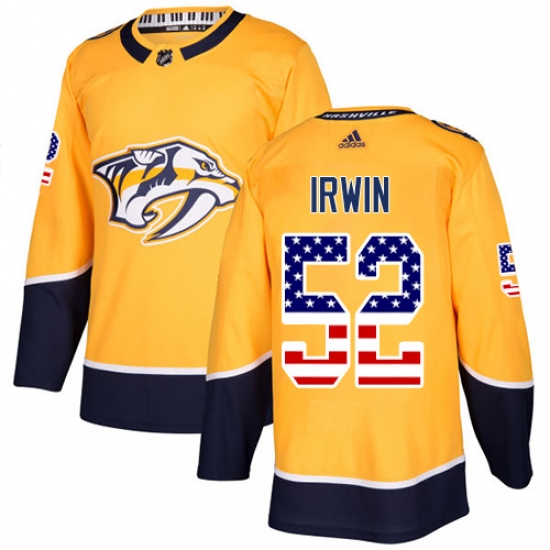 Youth Adidas Nashville Predators #52 Matt Irwin Authentic Gold USA Flag Fashion NHL Jersey - Ujersey