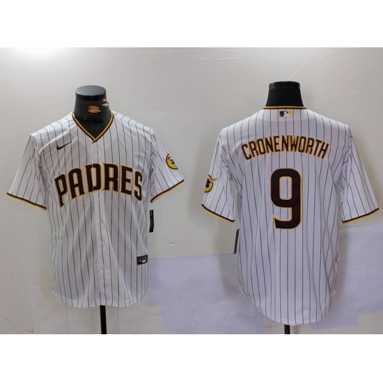 Men's San Diego Padres #9 Jake Cronenworth White Team Logo Stitched MLB Cool Base Nike Jersey - Ujersey