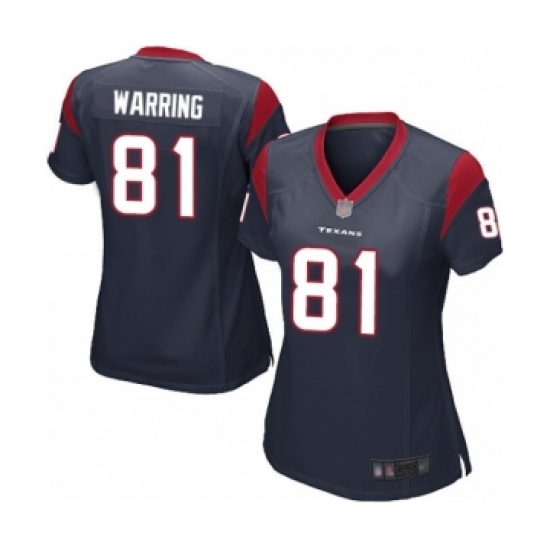 Women's Houston Texans #81 Kahale Warring Game Navy Blue Team Color Football Jersey - Ujersey