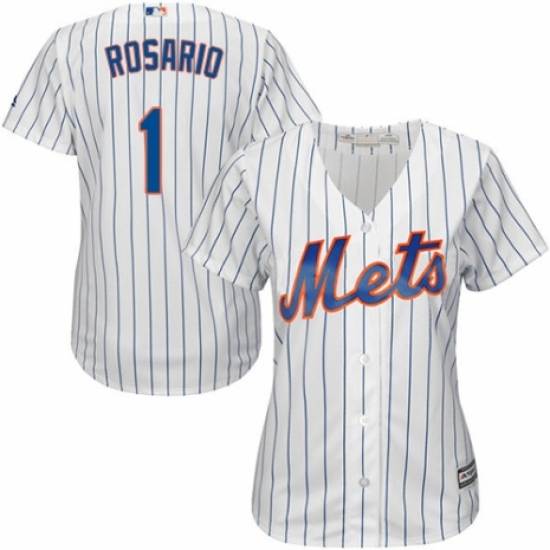 Women's Majestic New York Mets #1 Amed Rosario Authentic White Home Cool Base MLB Jersey - Ujersey