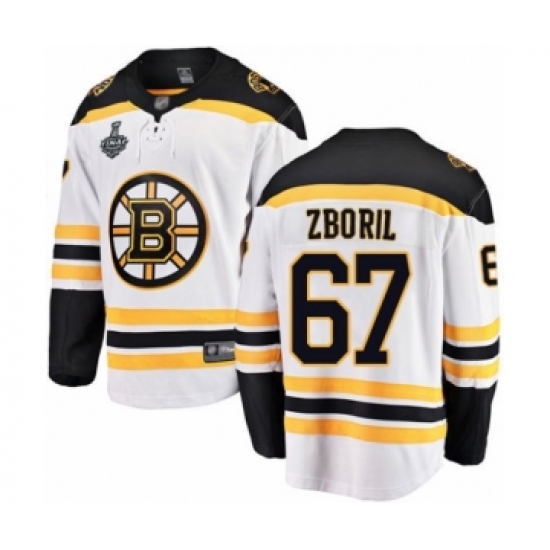 Men's Boston Bruins #67 Jakub Zboril Authentic White Away Fanatics Branded Breakaway 2019 Stanley Cup Final Bound Hockey Jersey - Ujersey