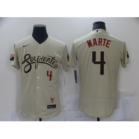 Men's Arizona Diamondbacks #4 White Teal Gold 2021 City Connect Replica Player Jersey - Ujersey