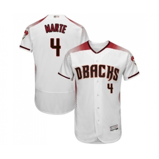 Men's Arizona Diamondbacks #4 Ketel Marte White Home Authentic Collection Flex Base Baseball Jersey - Ujersey