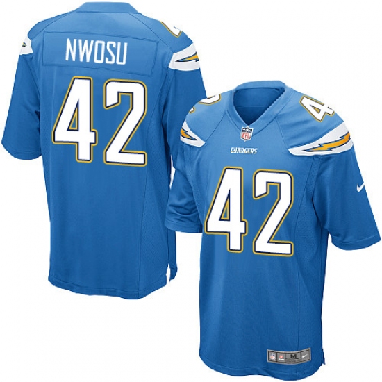 Men's Nike Los Angeles Chargers #42 Uchenna Nwosu Game Electric Blue Alternate NFL Jersey - Ujersey