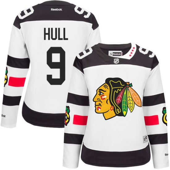 Women's Reebok Chicago Blackhawks #9 Bobby Hull Authentic White 2016 Stadium Series NHL Jersey