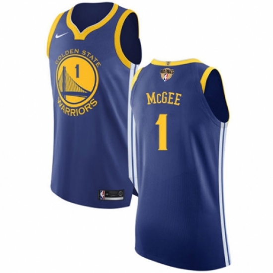 Youth Nike Golden State Warriors #1 JaVale McGee Authentic Royal Blue Road 2018 NBA Finals Bound NBA Jersey - Icon Edition - Ujersey
