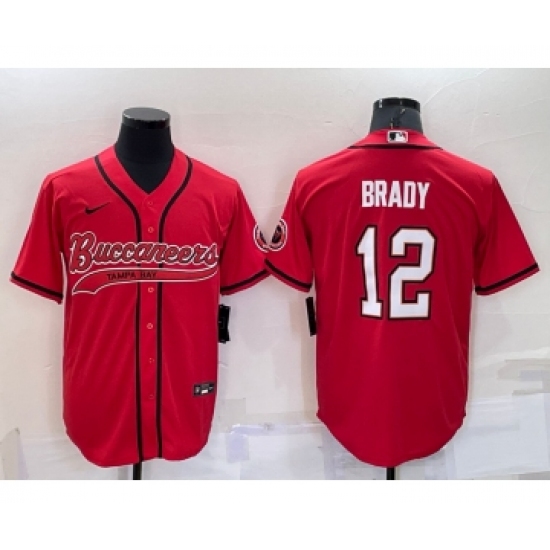 Men's Tampa Bay Buccaneers #12 Tom Brady Red Stitched Cool Base Nike Baseball Jersey - Ujersey