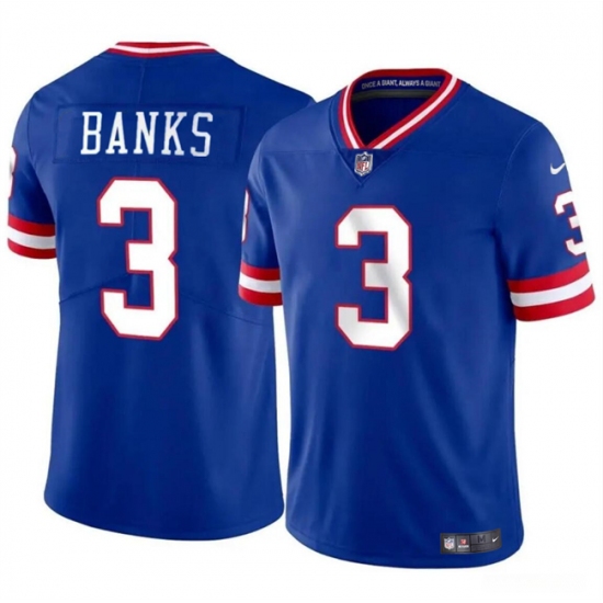 Men's New York Giants #3 Deonte Banks Royal Throwback Vapor Untouchable Limited Football Stitched Jersey - Ujersey
