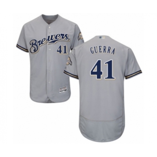 Men's Milwaukee Brewers #41 Junior Guerra Grey Road Flex Base Authentic Collection Baseball Player Jersey - Ujersey