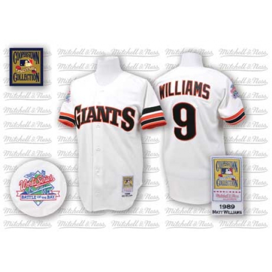 Men's Mitchell and Ness San Francisco Giants #9 Matt Williams Authentic White Throwback MLB Jersey - Ujersey