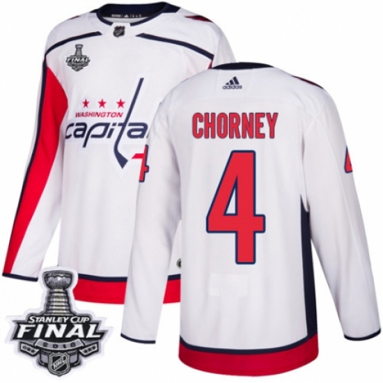 Youth Adidas Washington Capitals #4 Taylor Chorney Authentic White Away 2018 Stanley Cup Final NHL Jersey - Ujersey