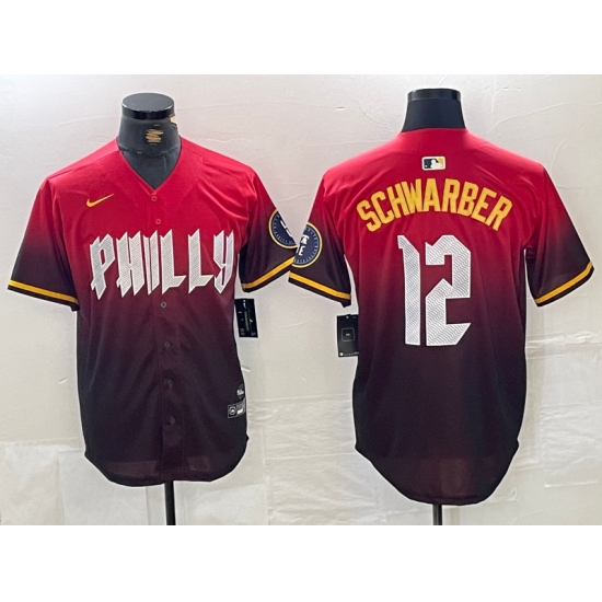 Men's Philadelphia Phillies #12 Kyle Schwarber Red 2024 City Cool Base Jersey - Ujersey