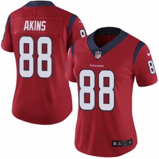 Women's Nike Houston Texans #88 Jordan Akins Red Alternate Vapor Untouchable Elite Player NFL Jersey - Ujersey