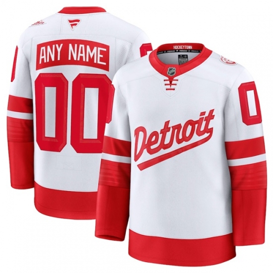 Men's Detroit Red Wings Active Player Custom White Red 2024-25 Stitched Jersey - Ujersey