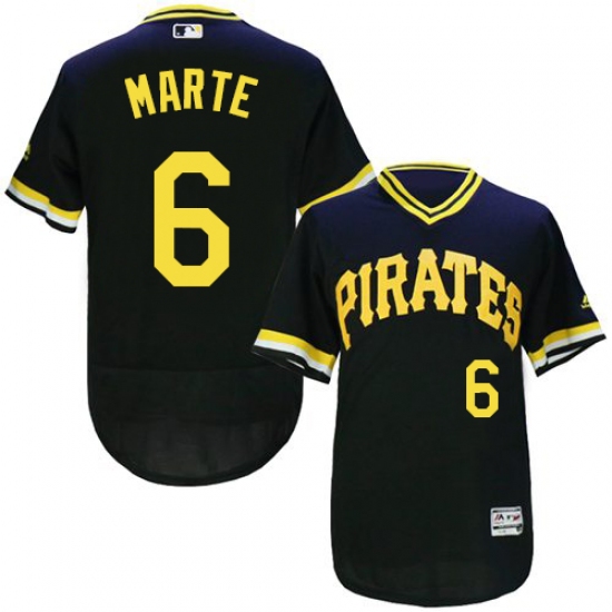 Men's Majestic Pittsburgh Pirates #6 Starling Marte Black Flexbase Authentic Collection Cooperstown MLB Jersey - Ujersey
