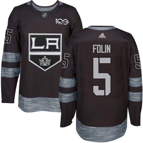 Men's Adidas Los Angeles Kings #5 Christian Folin Premier Black 1917-2017 100th Anniversary NHL Jersey - Ujersey