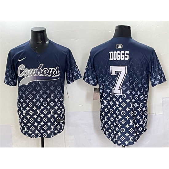 Men's Dallas Cowboys #7 Trevon Diggs Navy Limited Stitched Baseball Jersey - Ujersey