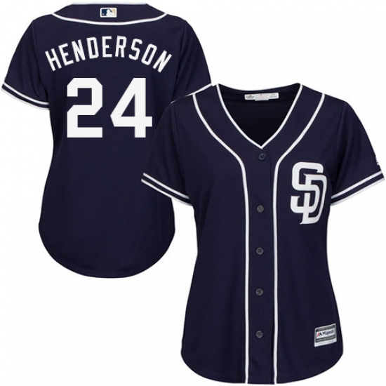 Women's Majestic San Diego Padres #24 Rickey Henderson Replica Navy Blue Alternate 1 Cool Base MLB Jersey - Ujersey